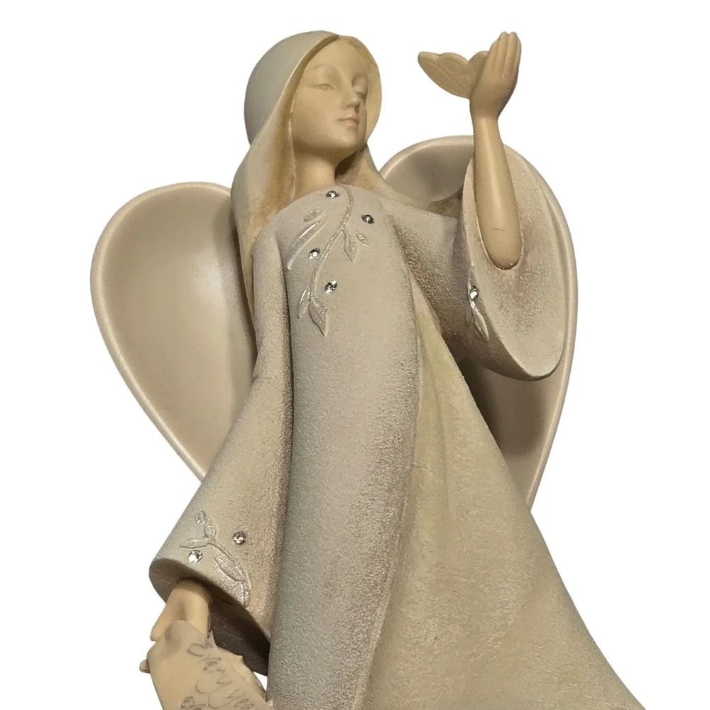 Enesco Foundations Angel Figurine Rhinestone Accent Beige Resin‎ 2009